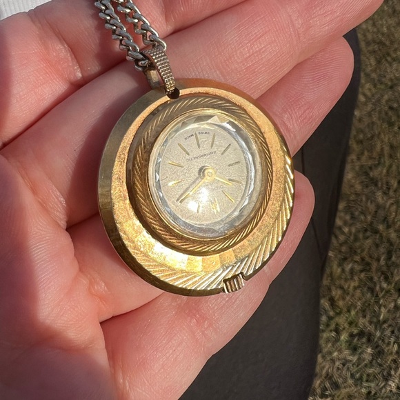 Vintage Arpeggio 17 jewels antimagnetic Swiss made pendant watch gold necklace - Picture 15 of 16